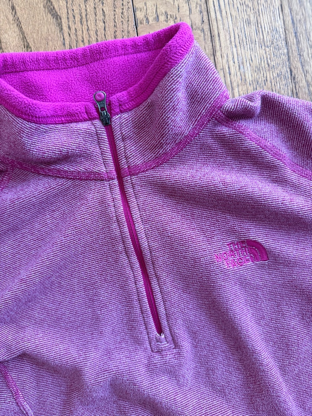 The North Face Pink Heathered Fleece 1/4 Zip Pullover Women’s Medium M - Picture 2 of 4